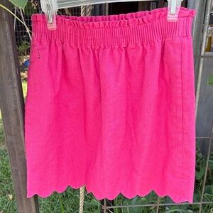 J. Crew Vibrant Pink Mini Skirt with Scalloped Hem